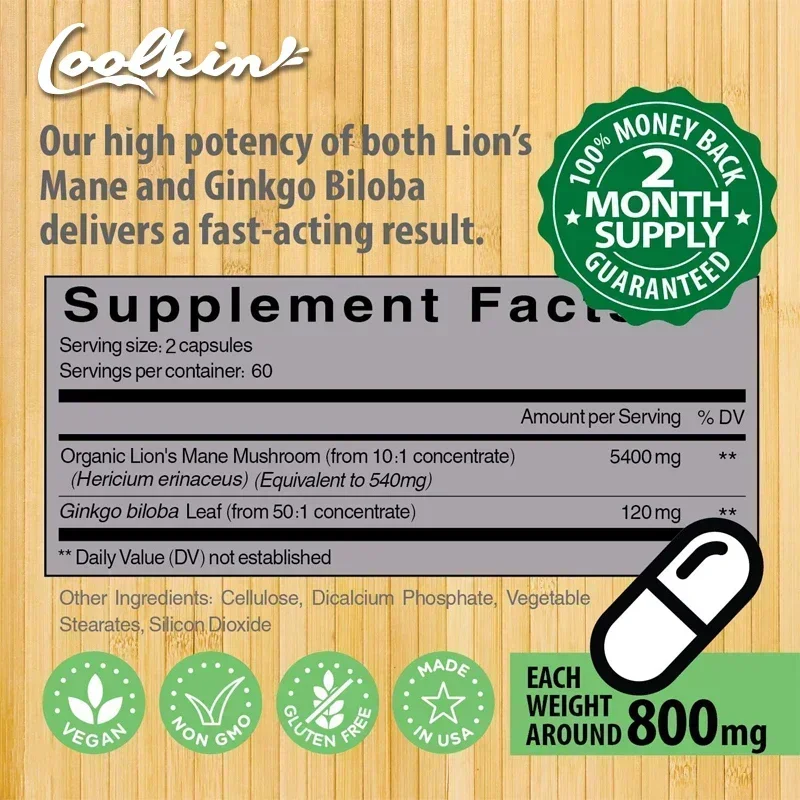 Coolkin Lion's Mane Estratto d - Ginkgo Biloba Extract recensione e prezzo